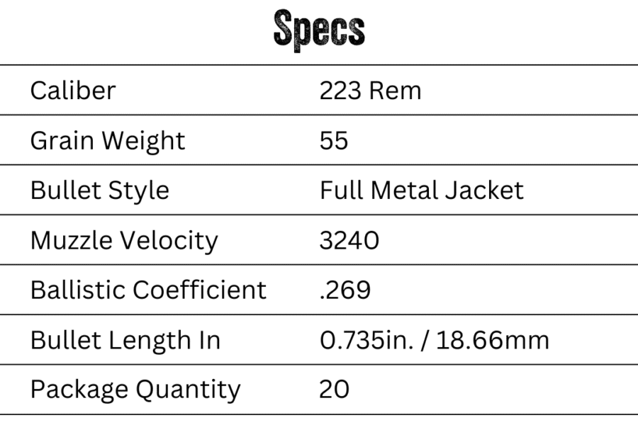 American Eagle Rifle 223 Rem 55 Grain Specs